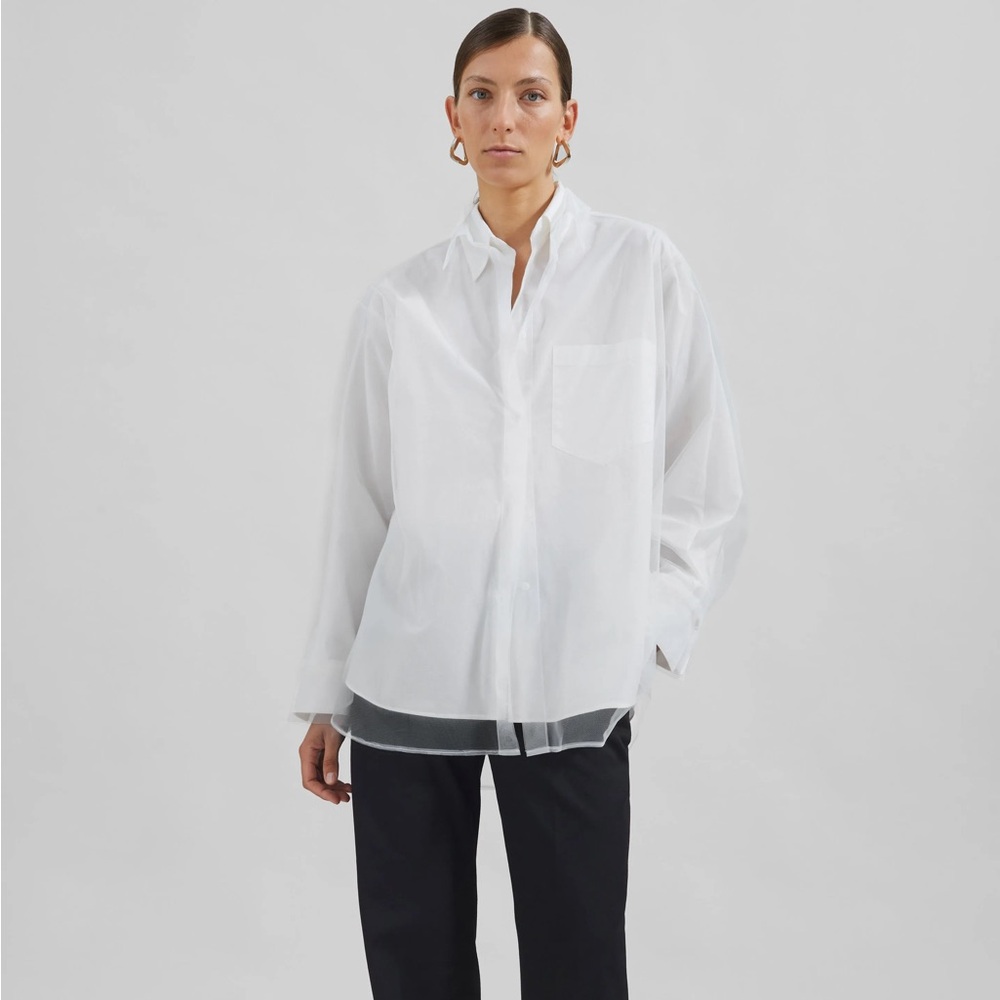 ISO: The Frankie Shop Valetta Double Shirt in Optic White